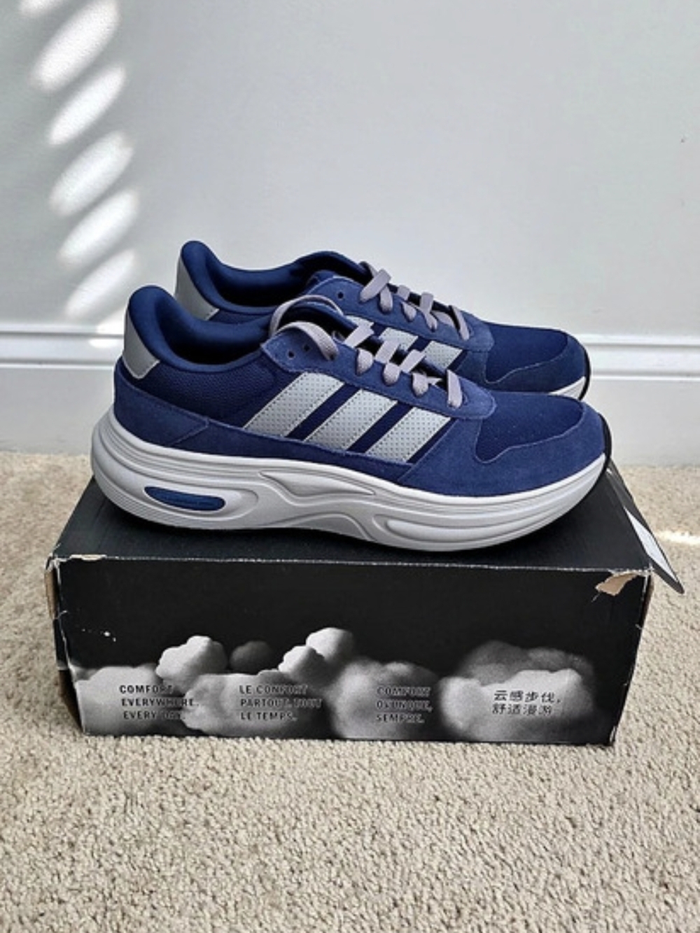 adidas Cloudfoam Athletic Shoes in Blue & White US 8